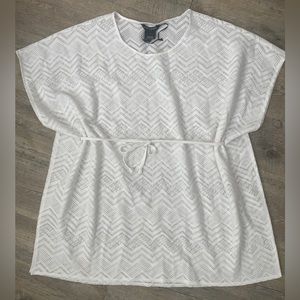 Mario Serrani White Swim Cover Up Dress with Tie Polyester NWOT Women Size Large